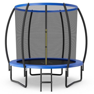 Costway 10FT Recreational Trampoline w/ Ladder Enclosure Net Safety Pad Outdoor Blue/Black/Orange
