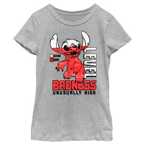 Girl's Lilo & Stitch Badness Level Unusually High T-Shirt - 1 of 4