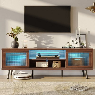 Bestier Modern 63" TV Stand with LED Lights for TV, Media Console with Cable Management