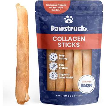 Pawstruck Natural Beef Collagen Sticks for Dogs - Healthy Long Lasting Alternative to Traditional Rawhide w/ Chondroitin & Glucosamine