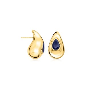 Ross-Simons 4.50 ct. t.w. Sapphire Teardrop Earrings in 18kt Gold Over Sterling - 1 of 4
