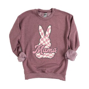 Simply Sage Market Women's Graphic Sweatshirt Checkered Bunny Mama - 1 of 3