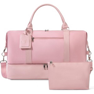 21-Inch Heavy-Duty Canvas & Leather Weekender Duffel Bag 2-Piece Set with Shoe Compartment, Large Travel Overnight Tote - 1 of 4