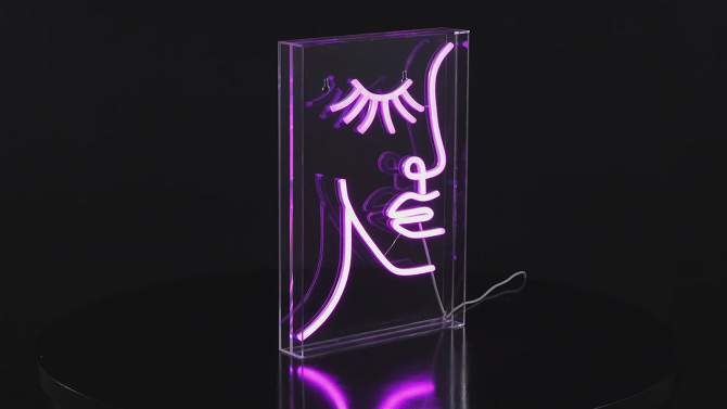 10.3&#34; x 15&#34; Half Face Contemporary Glam Acrylic Box USB Operated LED Neon Light Pink - JONATHAN Y, 2 of 8, play video