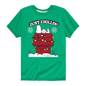 Boys' - Peanuts - Snoopy Christmas Just Chilling Short Sleeve Graphic T-Shirt - 1 of 4