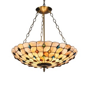 Chloe Lighting Somerset Mosaic 3 Light Inverted Ceiling Pendant 20`` Shade - 1 of 4