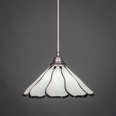 Toltec Lighting Any 1 - Light Pendant in  Brushed Nickel with 16" Pearl & Black Flair Art Glass Shade