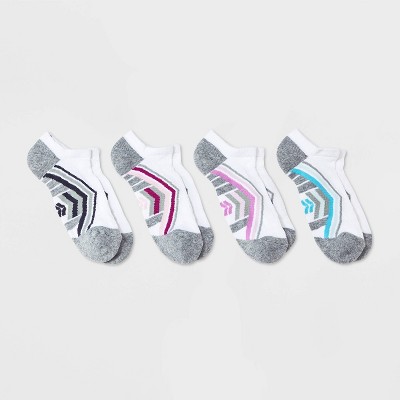 Women's 4pk Cushioned Sprint Striped Mesh No Show Athletic Socks - All In Motion™ White 4-10