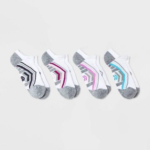 Women's 4pk Cushioned Sprint Striped Mesh No Show Athletic Socks - All In Motion™  White 4-10 : Target