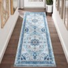 8x10 Large Washable Area Rug, Blue Non Slip Carpet, Stain Resistance Vintage Room Rug, Indoor Floor Carpet for Living Room, Low Profile Rug, Boho Rug - 3 of 4