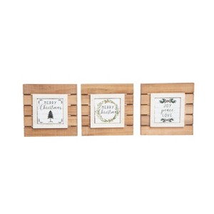 Transpac Wood 6.13 in. Multicolored Christmas Festive Joy Peace Love Layered Slat Decor Set of 3 - 1 of 3