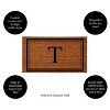 Evergreen Monogram Indoor Outdoor 100% Natural Coir Doormat 28" x 16" |  Letter  "T" - 2 of 3
