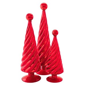 Cody Foster 13.0 Inch Flocked Spiral Trees Fuchsia Christmas Decorative Tree Set , Christmas Decor Flocked Trees (3PC) - 1 of 4