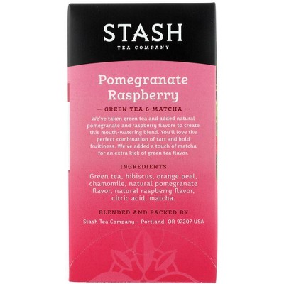 Stash Tea Pomegranate Raspberry Green with Matcha Tea - Case of 6/18 Bags