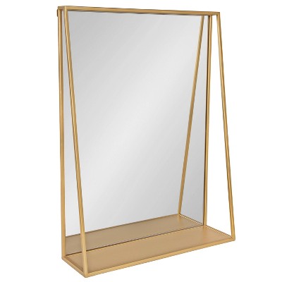 18" x 24" Lintz Functional Wall Mirror Gold - Kate & Laurel All Things Decor