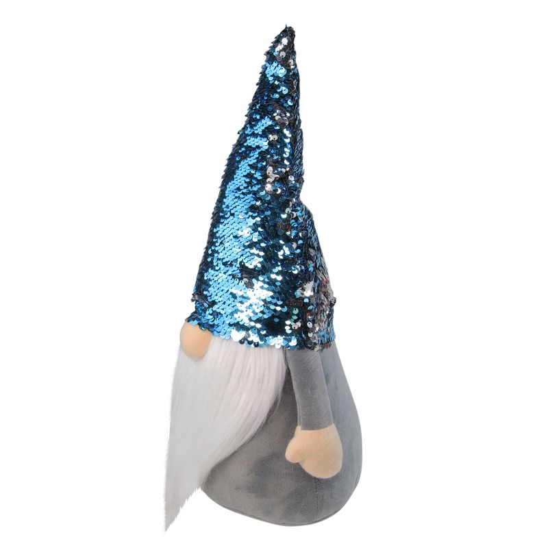 Northlight 17" Gnome with Blue and Silver Flip Sequin Hat Christmas Decoration, 4 of 8