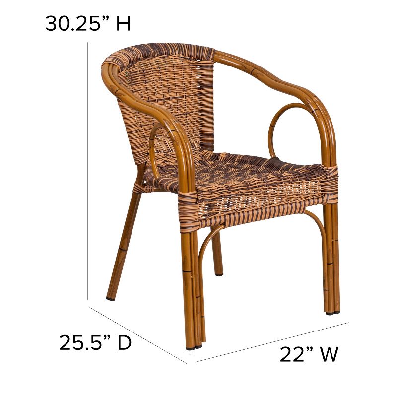 Flash Furniture Cadiz Series Rattan Restaurant Patio Chair with Bamboo-Aluminum Frame, 5 of 12