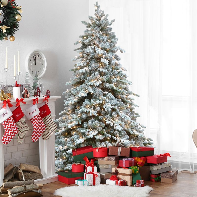 Northlight Real Touch™️ Medium Saratoga Spruce Flocked Artificial Christmas Tree - 6.5' - Clear Lights, 1 of 10