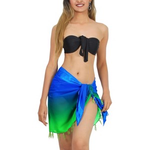 LA LEELA Women's Sarong Wraps Cover ups Bikini One Size Lapis Stripes - 1 of 4