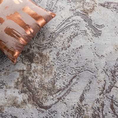 Abstract Swirl 8' x 10' Grey Taupe Synthetic Area Rug