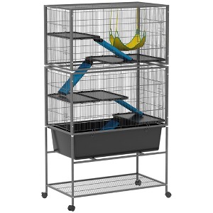 Hamster Cage, Small Animal Cage with Deep Tray, Storage Shelf & Wheels, Pet Habitat for Ferret, Guinea Pig Cage, Hedgehog, Chinchilla - 1 of 4