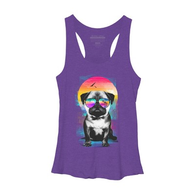 Women's Design By Humans Summer Pug By clingcling Racerback Tank Top