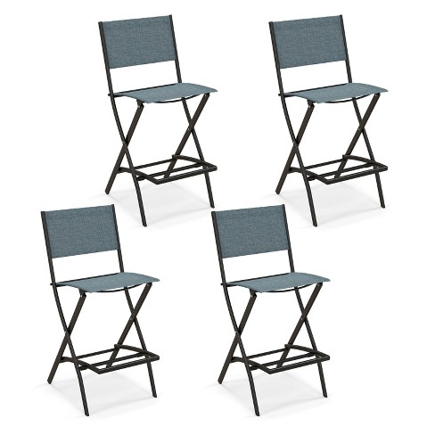 Tangkula Outdoor Barstools Set Of 4 Counter Height Folding Bar Chairs ...