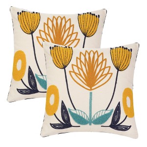 Unique Bargains Embroidered Floral Throw Floral Pattern Pillow Cases 2 Pcs - 1 of 4