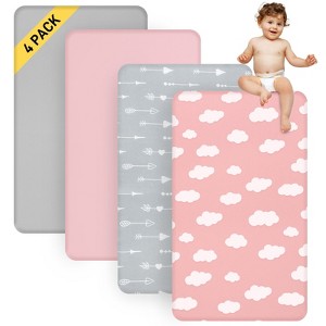 Biloban- 4 Pack Baby Crib Sheets, Crib Sheets Baby, Crib Sheets Baby Boy, Ultra Soft Microfiber 52'' x 28'' - 1 of 4