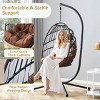 Indoor Metal Hanging Egg Chair with Stand,Handwoven PE Rattan with Cushion,Weatherproof Outdoor Patio Lounge Swing-Cuddlewood - 2 of 4
