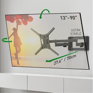Barkan 13" - 90" Long, Dual Arm TV Wall Mount, Full Motion - Extension, Swivel & Tilt - 1 of 4