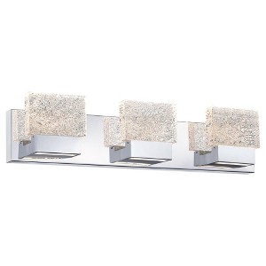 C Cattleya 3-Light Stainless Steel Integrated LED Art Glass Shade Vanity Light - 1 of 4