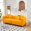 89'' Teddy Velvet 3-Seater Sofa with 4 Pillows, Metal Legs and Solid Wood Frame with Deep Seats - 2 of 4