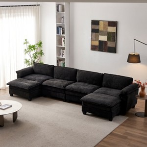 KWPZQEB Sectional Sofa, Modern Chenille Couch Sofa w/ Double-Layer Seat Cushion&Armrest, 2/3/4-Seater Sofa w/ Deep Seat for Living Room - 1 of 4