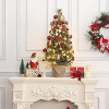 3ft Snow Flocked Artificial Christmas Tree with Multi-Function LED Lights & Red Berries, Perfect Holiday Decor for Small Spaces & Tabletops - 3 of 4