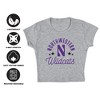 Women's Northwestern University Mascot Cap Sleeve Baby Rib Crop Top Athletic Heather - 4 of 4