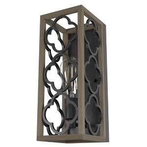 Hunter Fans 5" Gablecrest Wall Light French Oak Finish - Modern Farmhouse Sconce for Indoor Spaces, 1 Bulb, Dry Rated - 1 of 2