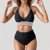 Anna-Kaci Women's High Waist Bikini Set with Crochet Waistband and Halter V Neck Top - 3 of 4