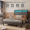 Whizmax Platform Bed Frame - Upholstered Linen Headboard with Storage, Charging Station & LED Lights, Wood Slat Support, No Box Spring - 3 of 4
