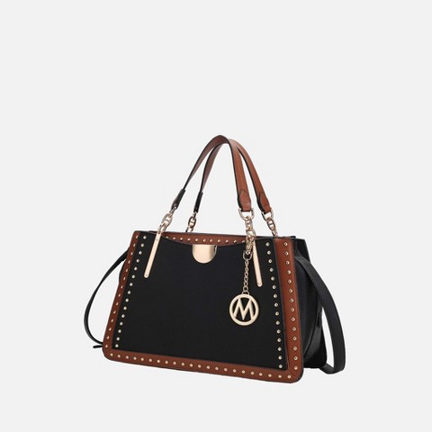 MKF Collection Aubrey Color Block Women's Satchel Bag by Mia K - Black Cognac