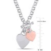 EVERLY JEWELRY | Two-Tone Silver Oval Link Necklace with Double Heart Charm, 18 inc - 2 of 4