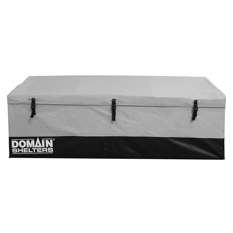 Domain Shelters 176 Gallon 6 x 2 x 2 Foot Outdoor Patio Backyard Garden Storage Container Deck Box w/Removable Weather Bars & Clip Buckles, Gray/Black, 1 of 7