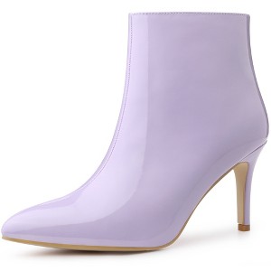 Allegra K Women's Pointed Toe Size Zipper Stiletto High Heel Ankle Boots - 1 of 4