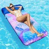 Jasonwell Oversized Pool Float Lounge, 72" X 37" XL Fabric-Covered Inflatable Contour Lounger with Headrest, Ultra-Comfort Cooling Raft, N-Mermaid - 2 of 4