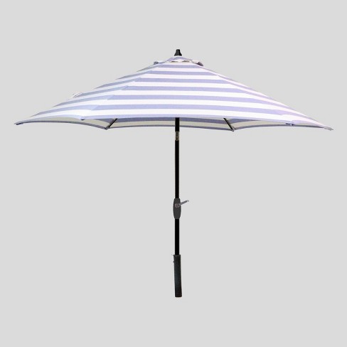 9 Round Cabana Stripe Patio Umbrella Duraseason Fabric Navy Black Pole Threshold Target