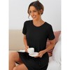 cheibear Women's Crew Neck Ribbed Knit Modal Short Sleeve Nightgowns - 3 of 4