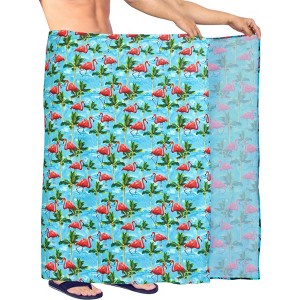 HAPPY BAY Men's Cover Up Hawaiian Summer Long Swim Trunk Swimwear For Men Vacation Beach Holidays Beachwear Pareo One Size Blue, flamingo - 1 of 4