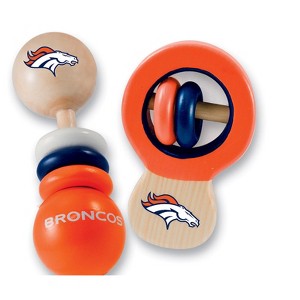 BabyFanatic Wood Rattle 2 Pack - NFL Denver Broncos Baby Toy Set - 1 of 4
