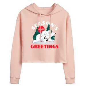 Women's - Coca-Cola - Seasons Greetings Polar Bears Cropped Graphic Hoodie - 1 of 3