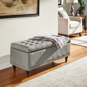 Hartley Tufted Storage Bench Heathered Weave - Inspire Q - 1 of 4